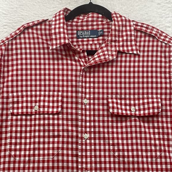 Vintage Polo Ralph Lauren Shirt Mens XL Red Check Pockets Button Down Cowboy - Picture 4 of 10